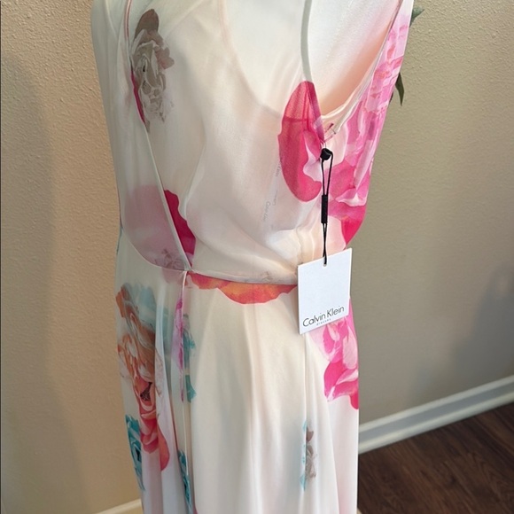 Calvin Klein Floral Maxi Dress with Pink and Blue Accents size 10 - Picture 4 of 12
